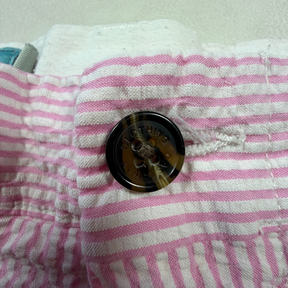Castaway Nantucket Island Mens 34 Pink White Seersucker Striped Chino Shorts - Picture 6 of 10